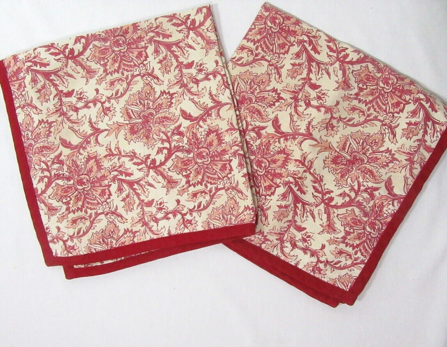 Pottery Barn Batika Floral Red Linen Blend 2-PC 20-inch Square Pillow Covers - $60.00