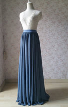Dusty Blue Full Maxi Skirt Plus Size Chiffon Bridesmaid Skirt Wedding Outfit image 10
