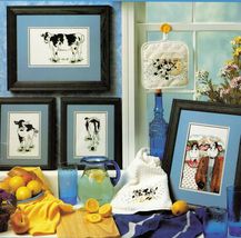 Cross Stitch Cows Betsy Trio Holstein Potholder Towel Big Graphs Patterns - $10.99