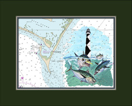 Cape Lookout, NC and Nautical Chart High Quality Canvas Print - $14.99+