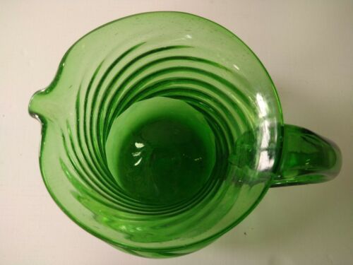 Hazel Atlas Kitchenware Green RIBBED 5 In High MILK PITCHER (item