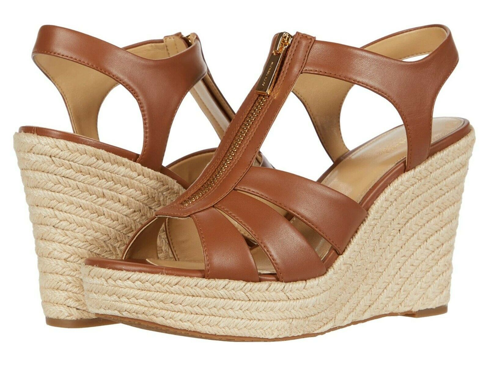 Primary image for MICHAEL Michael Kors Berkley Leather Espadrille Wedges, Luggage Multiple Sizes