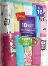 Hanes Briefs Girls 16 Multicolor 10 Pack Ringspun Cotton Tagless Super Soft
