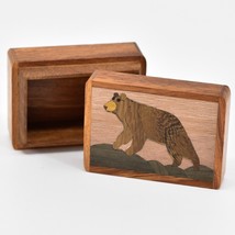 Northwoods Wooden Parquetry Black Bear Mini Trinket Box - $24.74