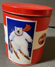Vintage 1994 Coke Coca Cola Polar Bears Winter Sports Round Tin Empty - $10.00