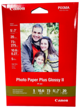 Canon PP-201 Photo Paper Plus GLOSSY II (5 X 7 - 20-SHEETS) BRAND NEW - $28.95