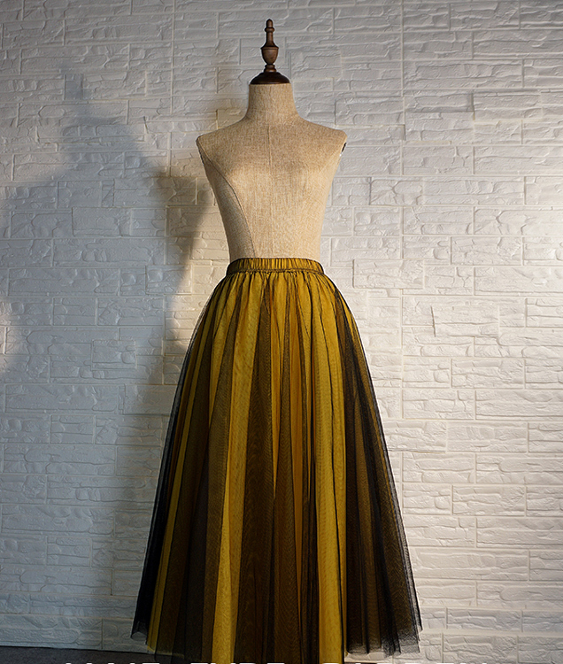 Black cover tulle skirt yellow pink  1 