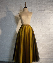 Black Yellow Tulle Maxi Skirt Outfit Plus Size Romantic Long Tutu Party Skirt  image 1