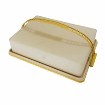 Tupperware Harvest Gold Yellow Rectangle Sheet Cake Carrier Keeper w/Handle  622