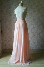 Women Blush Tulle Skirt Full Long Tulle Skirt Blush Pink High Waisted Plus Size image 4