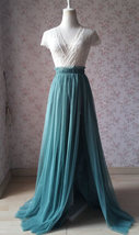 Sage Green Side Slit Tulle Skirt Plus Size Sage Green Bridesmaid Tulle Skirt image 10