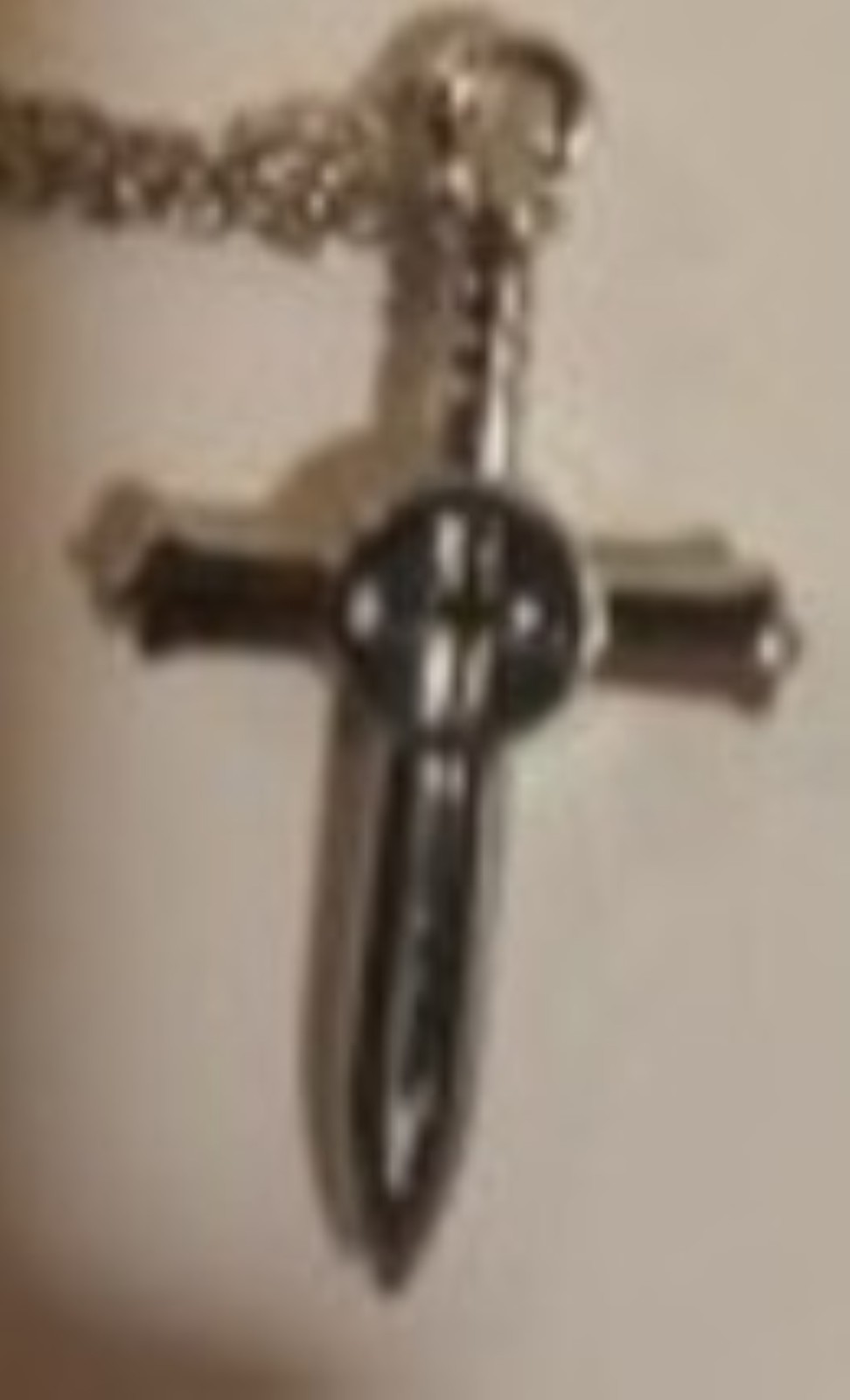 Christian sword cross warrior necklace   with magnetic clasp added    large 
