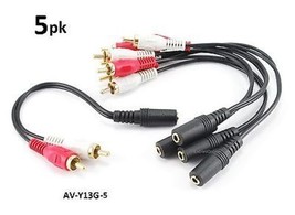 5-Pack 6 Inch Gold 3.5Mm Stereo Female To 2-Rca Male Cable, Av-Y13G - $21.99