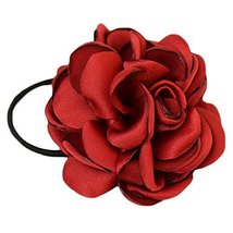 Elegant Flowers Ponytail Holders Hair Rope Hair Accessories(Wine Red)