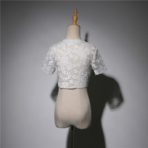 White Lace Wedding Cover Ups Retro Style Bridal Shrugs Boleros Pearl deco Plus  image 5