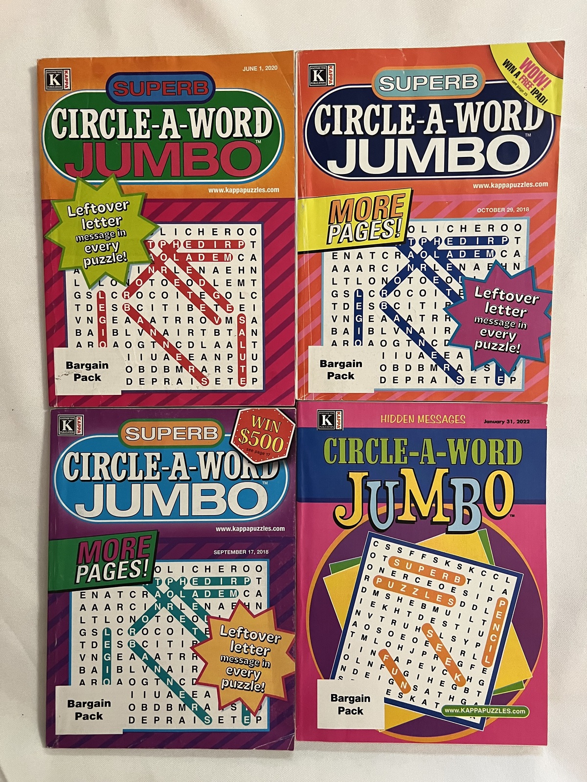 Lot 4 Kappa Superb CircleAWord Jumbo Word Search Seek Puzzle Books