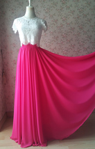 Women Chiffon Maxi Skirt High Waisted Chiffon Party Skirt Custom Plus Size image 2