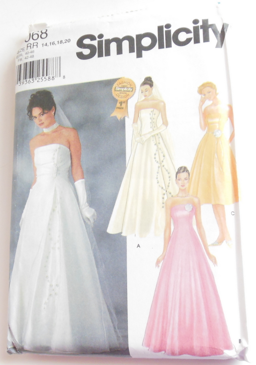 Simplicity 7068 Wedding Gown Craft Sewing Pattern Bridesmaid Formal 14 ...