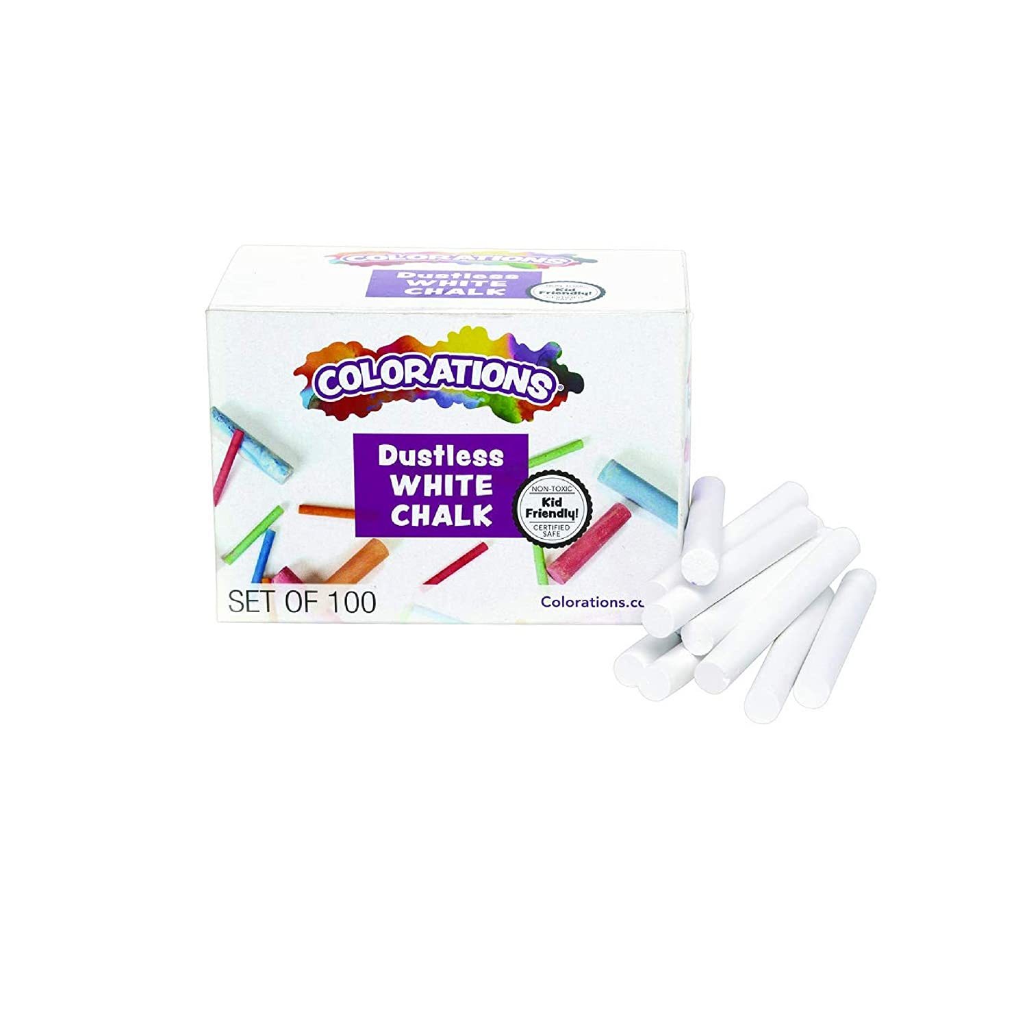 Colorations NODUST White Dustless Chalk Pack of 100