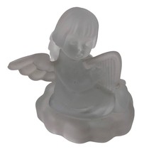 Avon Frosted Glass Angel With Harp Candle Holder Goebel Hummel 1995 Gift... - $13.07