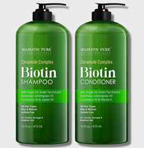 Majestic Pure Ceramide Complex Biotin Shampoo and Conditioner 16 oz Duo, 
