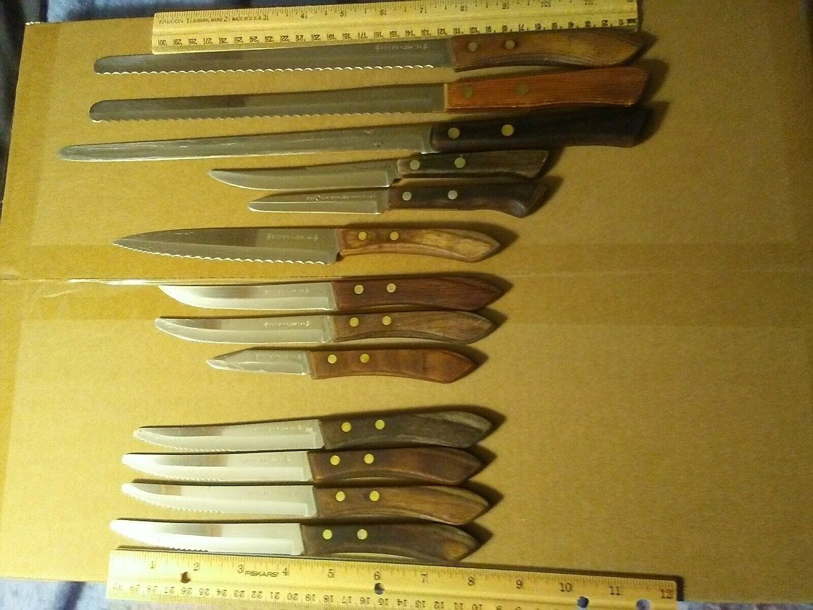 Flint Stainless Vanadium Knife Set & holder Set of 5 Vintage knives
