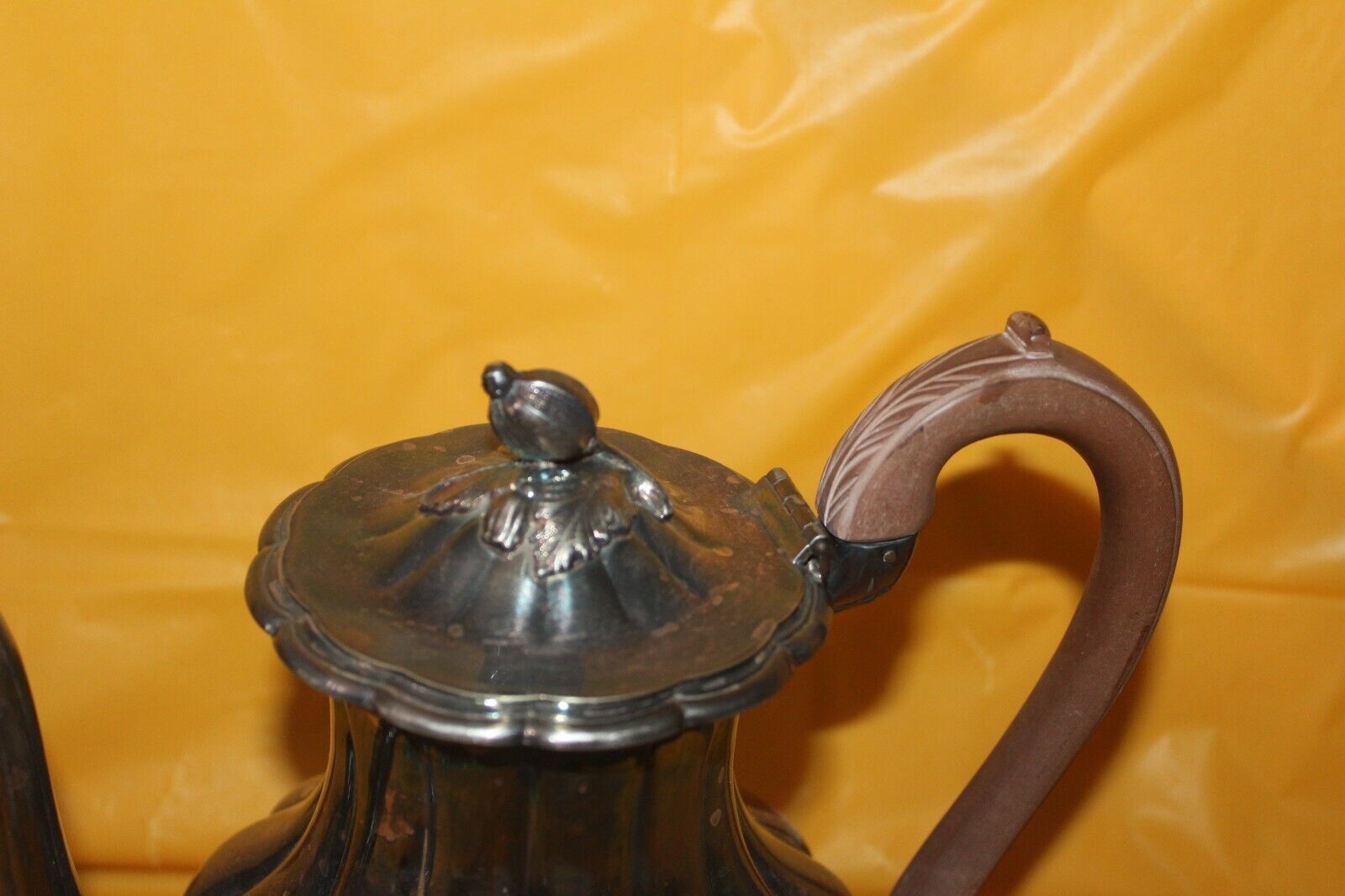Antique Old English Melon Community Plate Silver Metal Teapot Tea