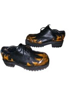KNUCKLE BONES Mens Leather Shoes Punk Rock Gothic Motorcycle Flames Size... - $61.75