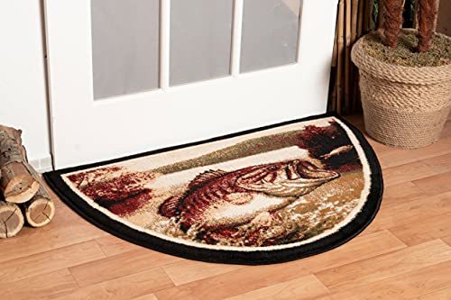 Primary image for Great American Distributors Hooked Fish Hearth Slice Fireplace Rug - Log Cabin D