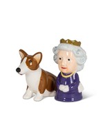 Queen and Corgi Salt Pepper Set Ceramic 3.5&quot; High Royalty Purple Collect... - $22.76