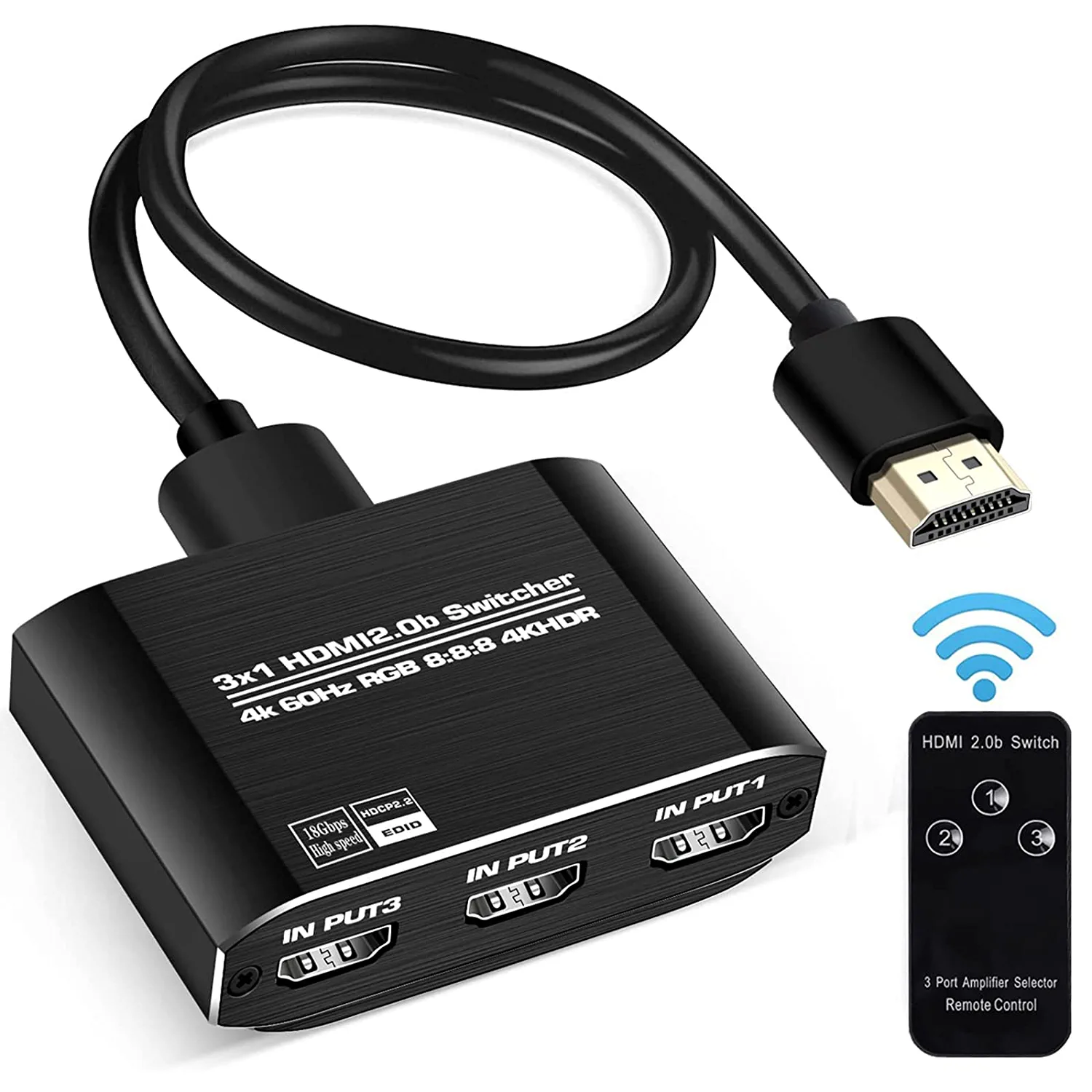 Hdmi 2.0B Switch 3 In 1 Out With High Speed 3.9 Ft Hdmi Cable, 3X1 Hdmi ... - $36.85