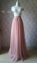 BLUSH PINK Long Tulle Skirt Wedding Bridesmaid Long Tulle Skirt A-line Plus Size image 5