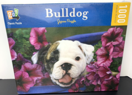 Go! Classic CUTE Bulldog in Purple Flowers Jigsaw Puzzle 1000 Pcs NEW SE... - $19.79