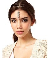 Hair Bead Jewellery Bridal Bindi Tikka Head Dress CZ Rhinestone Crystals... - $14.89