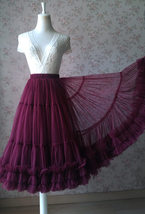 Burgundy Ballerina Tulle Skirt A-Line Layered Puffy Ballet Tulle Tutu Skirt image 6