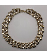 Chunky chain link gold choker necklace, link details smooth and hammered - $16.00