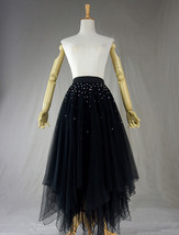 Black Tulle Layered Skirt High Low Tiered Tulle Skirt for Adults Layered Tutu 