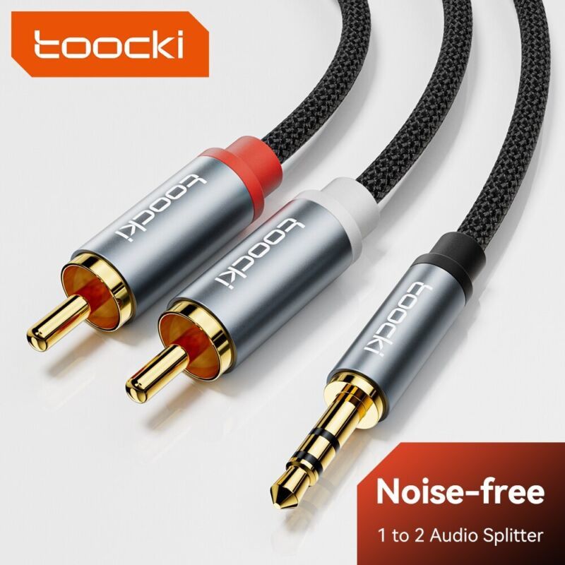 Toocki RCA Audio Cable - 3.5mm Male to 2RCA Male Speaker Cable Splitter - AUX 2  - $5.02 - $7.12