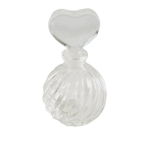Heart Top Perfume Bottle Cut Glass Vanity Display Vintage Art Deco - $14.83
