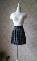 Dark Green PLAID SKIRT Plus Size Plaid Mini Skirt Outfit Women Girl Plaid Skirt