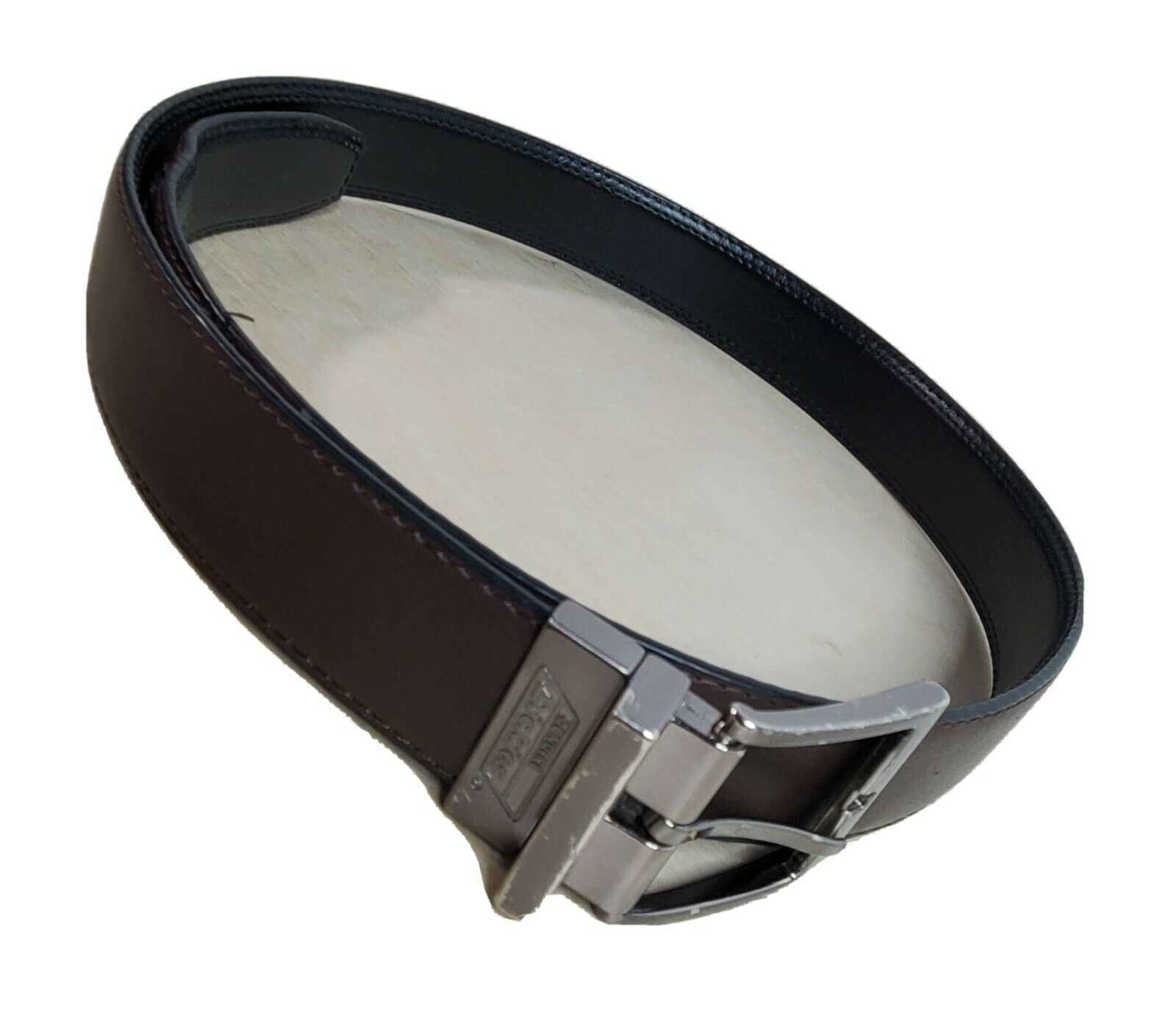 Brown Belt Men 34 Dickies Distressed Holes Manmade Top Genuine Leather Lining - $22.07