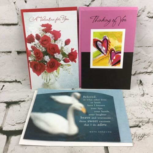Primary image for Romantic Valentines Greeting Cards Lot Of 3 Maya Angelou Tender Thoughts 