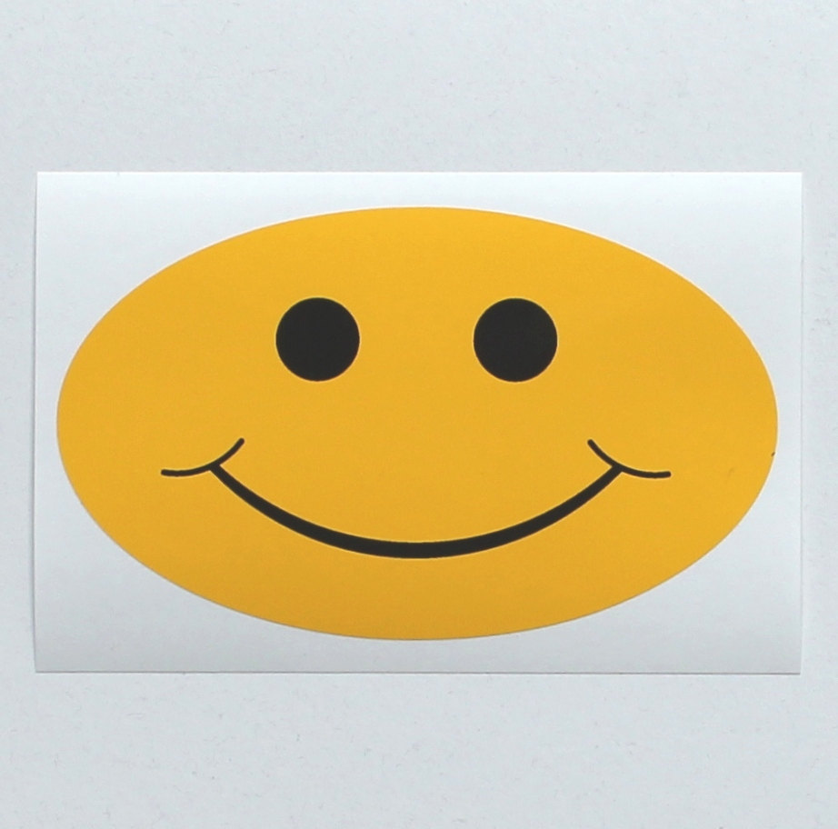 Smiley - oval vinyl sticker - $2.00