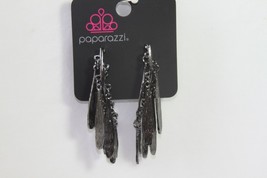 Paparazzi Earrings (New) Pursuing The Plumes - Black - Post Earring - $5.16