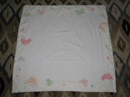 Baby Gap Girl Cotton Blanket Butterfly Pink Blue Green Yellow 36" x 36" 2004 vtg - $49.49