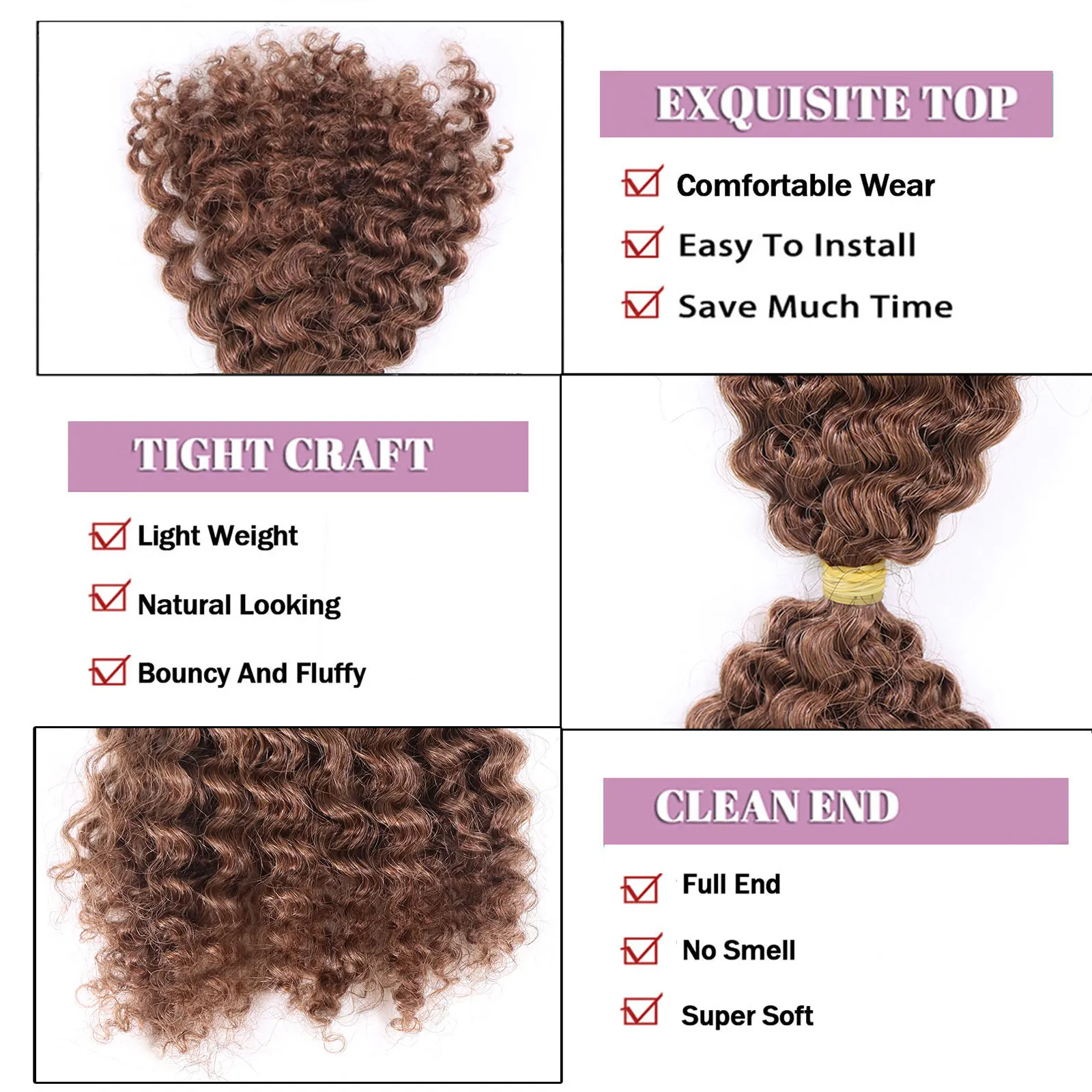 Human Braiding Hair Bulk No Attachment Mongolian Afro Kinky Curly