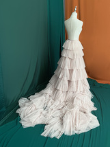 WINE RED Detachable Tulle Maxi Skirt Gowns Wedding Photo Prop Tiered Tulle Skirt image 3