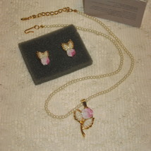 Avon Porcelain Blossom Necklace & Pierced Earring Set-Original Box-1990 - $19.00