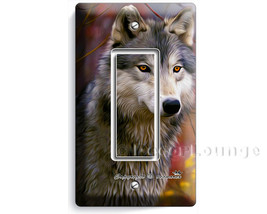 Gray Wolf in the autumn forest colorful woods single GFCI light switch w... - $11.99