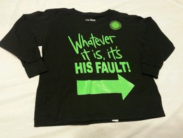 Boys Tee Shirt Size M 8 Black Whatever it is it's His Fault Print - $9.99